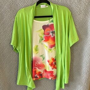 Kim Rogers Lime Green Floral Blouse